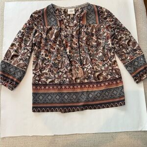 Knox Rose Paisley Blouse - Blue, Orange, Cream